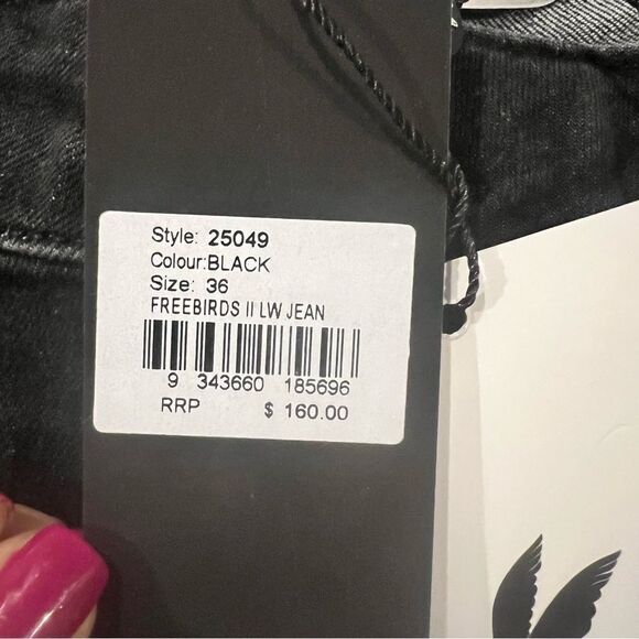 One Teaspoon Freebirds Low Waist Stretch Skinny Denim Jeans - Black sz 36 NWT - Picture 4 of 16